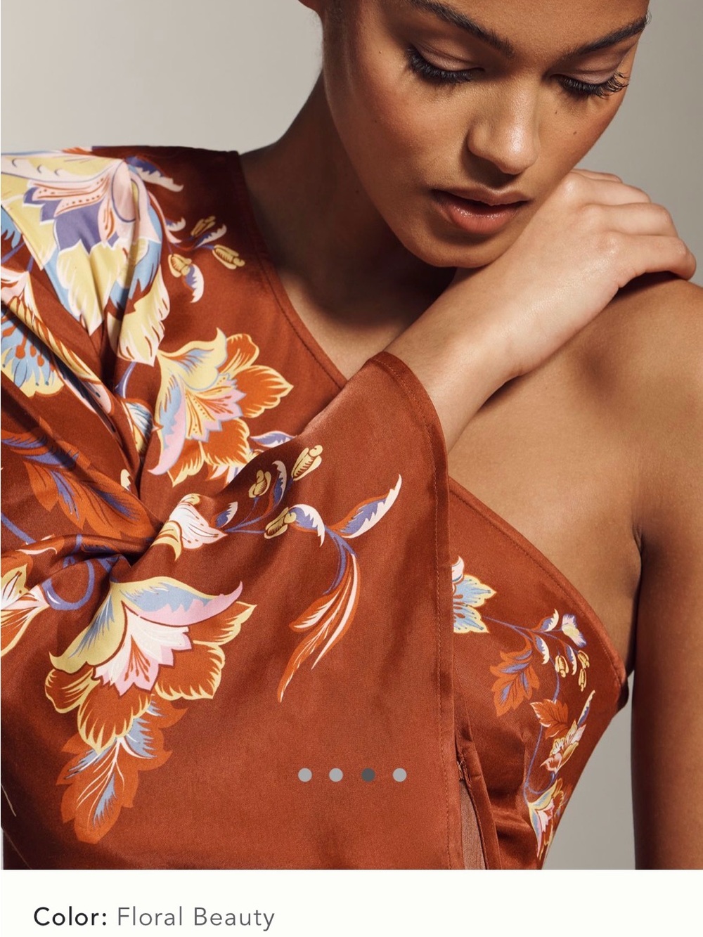 FARM Rio Rust Floral One-Shoulder Mini Dress - Picture 4 of 6